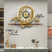 新中式纯铜钟表挂钟客厅家用墙面装饰高档艺术挂表时尚轻奢石英钟