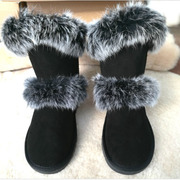 冬季特大码女靴4043防水保暖雪地靴平跟防滑中筒靴4142兔毛皮靴