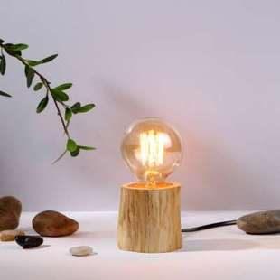 木直手工木墩子原木树桩台灯，创意桌灯酒吧床头灯现代简约北欧灯具