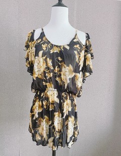 amber外贸单连衣裙夏季性感，吊带露肩荷叶边灯笼，袖雪纺比基尼罩衫
