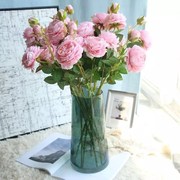 10枝装三头西洋玫瑰牡丹仿真花假花干花客厅餐桌摆件家居装饰绢花