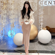 hchen韩国直邮妩媚浪漫女人味，性感包臀曲线鱼尾，长半裙5色