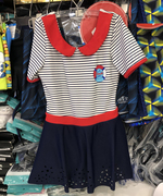 hosa浩沙儿童泳衣连体裙式平角，水手风短袖，可爱女童泳衣121121102