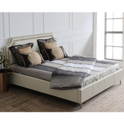 北欧简约现代皮艺大床头层牛皮，卧室婚床双人床1.8米小户型