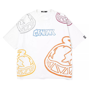 genanx闪电潮牌卡通满印蝙蝠袖短袖，t恤超宽松国潮嘻哈男女同款