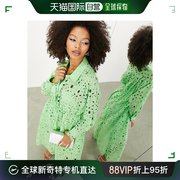 香港直邮潮奢edition女士，edition刺绣抽绳长袖，中长亮绿色衬衫