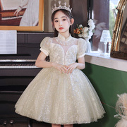 女童礼服2024女孩生日花童，公主裙主持人，高端儿童钢琴演出服夏