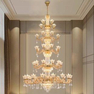 客厅吊灯欧式水晶灯，2024年led奢华餐厅灯别墅，主大厅水晶灯具