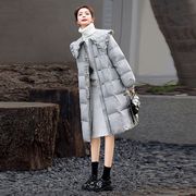 白鸭绒羽绒服女中长款2023年冬季国风娃娃领高端时尚加厚外套
