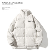 NASA联名2022冬季加厚棉袄宽松PU皮棉衣情侣外套羽绒棉服男
