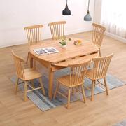 北欧实木椭圆形歺餐桌方圆两用可伸缩折叠圆桌10人家用原木小户型
