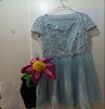 品牌粉蓝桔色褶皱钉珠花朵米黄刺绣蕾丝欧根纱网纱清新甜美连衣裙