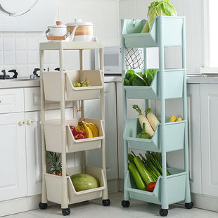 厨房蔬菜置物架收纳省空间，落地多层水果筐菜篮，家用塑料储物菜架子