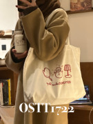ostt1722〈冬日雪人帆布包〉sweetwinter系列大容量刺绣ins包包