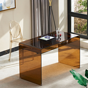 简易后现代茶色玻璃极简轻奢90cm书桌家用电脑桌简约小书桌60CM长