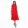 2023冬设计感红色蝴蝶结，修身大摆连衣裙，礼服气质长裙简约大气