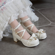 白色高跟鞋女夏单鞋女可爱lolita鞋甜美仙女洛丽塔，鞋子女原创lo鞋