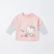 Hello Kitty童装女童长袖T恤秋季儿童卡通上衣宝宝纯棉打底衫