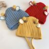 婴幼儿帽子秋冬针织帽可爱鹿角保暖防风套头系带毛线帽