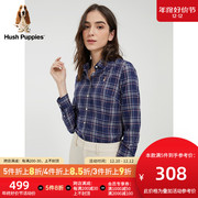 Hush Puppies暇步士女装复古彩色格子长袖衬衫HA-22137D