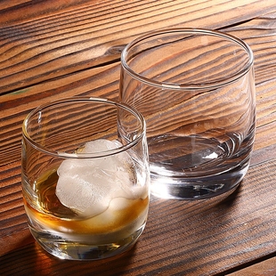 家用玻璃杯透明喝水杯饮料果汁，牛奶杯威士忌洋酒杯客厅茶杯圆杯子