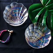 ins北欧幻彩琉璃点心首饰，贝壳玻璃盘子碟子，小物饰品收纳道具装饰
