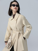 大衣女款2023冬天骆驼绒，秋冬高端双面羊绒，宽松长款毛呢外套