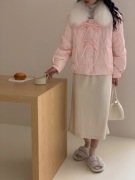 短款羽绒服女2023年秋冬韩版小个子设计感蝴蝶结，狐狸毛领外套