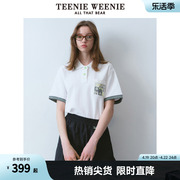 TeenieWeenie小熊女装2024年夏季短袖POLO衫T恤时尚白色上衣