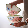 轻奢陶瓷碗碟套装家用简约田园式碗筷金边餐具组合餐具套装碗盘勺