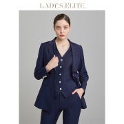 LadySElite典雅藏青蓝西装三件套装女士2023春季通勤气质西服