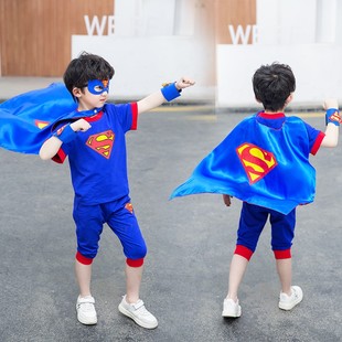 超人衣服儿童套装男童夏装cosplay服装童话人物幼儿园走秀演出服