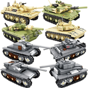 开智积木拼装男孩子儿童益智力，军事坦克车小颗粒组织玩具汽车模型