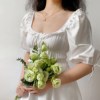 gogirlgo自制祈祷的少女法式复古宫廷蕾丝，花边白色灯笼袖连衣裙
