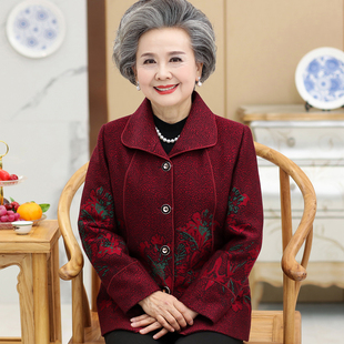 中老年女装秋装外套奶奶，装70-80岁老太太衣服，女老年人长袖外套冬