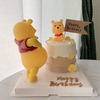 卡通大肚熊蛋糕装饰摆件可爱黄色小熊孕妇妈妈纪念日蛋糕插件装饰