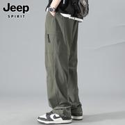 jeep吉普休闲裤男士春季山系，宽松大码冲锋裤，运动工装长裤子男