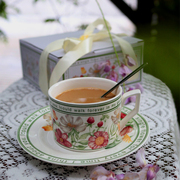法式英式田园风咖啡杯碟，套装盒丝带，伴手礼英文高档精致茶杯子