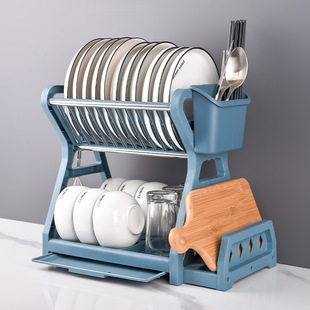碗碟架厨房收纳碗筷塑料碗架滤水架家用双层厨房置物架滤水架