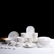 德化白瓷碗碟餐具套装家用中式简约52头骨瓷套碗餐具组合酒店高档