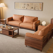 天坛家具实木沙发水曲柳，新中式大户型，沙发简约客厅转角沙发