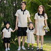 网红韩版母女亲子装2024夏装，洋气女童连衣裙親，子全家服摄影服