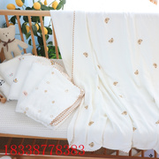 儿童毯子竹纤维盖毯三层婴儿襁褓初生宝宝夏凉被夏季婴童冷感被