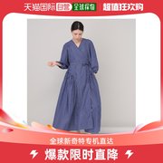 日本直邮curensology女士，条纹2way可调节设计连衣裙秋冬蓝色