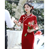 敬酒服新娘旗袍红色高级感新中式改良年轻款，回门订婚礼服女连衣裙