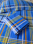 可学校蓝色格子加厚纯棉斜纹床单 被套蓝格学生宿舍三四件套