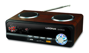LEONA宝珀SA800桌面木质MP3插卡音箱FM收音机复古华丽高贵U盘播放