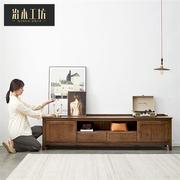 美式全实木电视柜米环保红橡木胡桃色地柜米客厅家具.