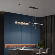 定制全铜餐厅灯现代简约轻奢北欧长条饭厅餐桌吧台吊灯创意设计师
