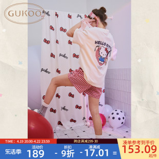 gukoo果壳睡衣女，夏季hellokitty联名纯棉女可爱家居服套装b